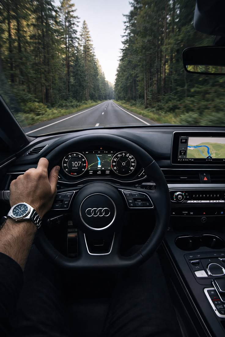 Audi A5 Interior Drive — Luxury Forest Road Vibes